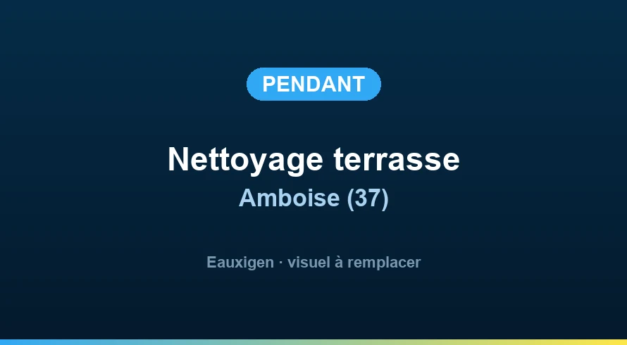 Pendant l’intervention — Nettoyage d'une terrasse à Blois Pendant : Nettoyage d'une terrasse à Blois